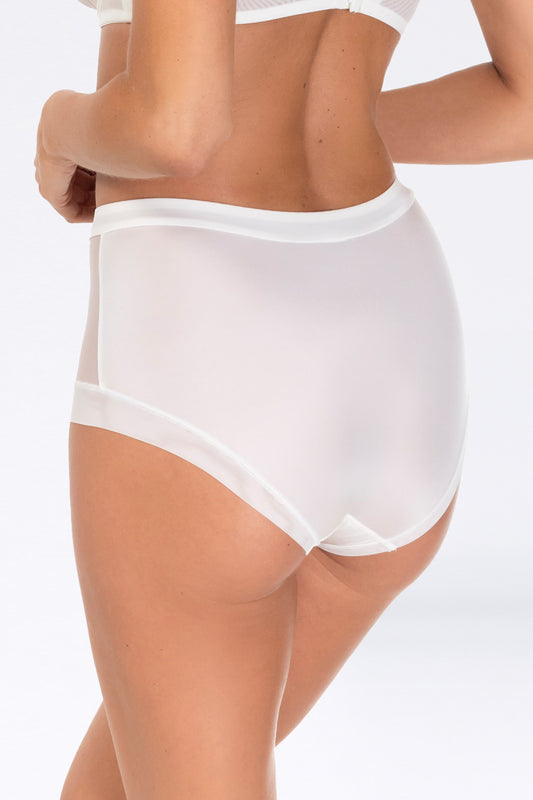 Lace And Mesh High-Waist Panties. Jessica. Ivory