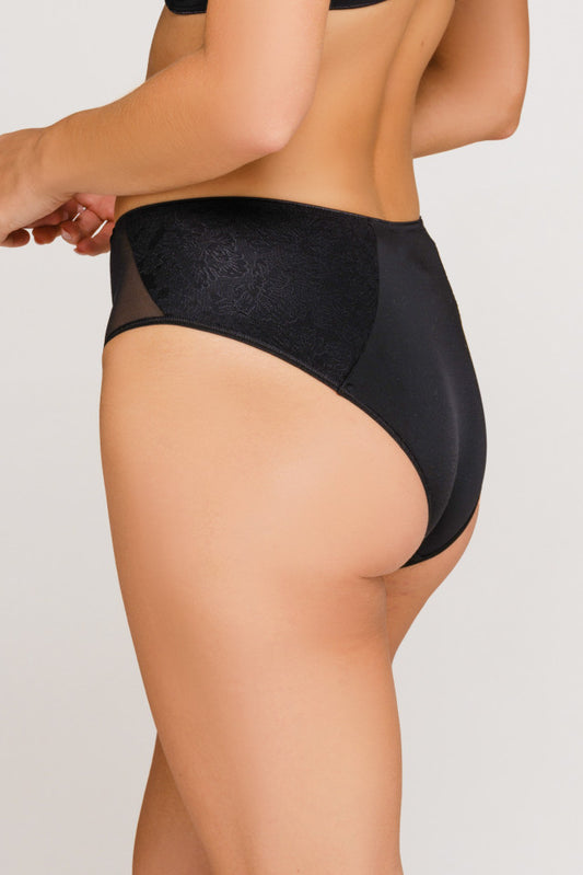 Jacquard Mid-Waist Panties. Sofia. Black